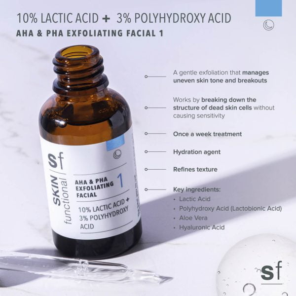 Skin Functional AHA & PHA Exfoliating Facial 1 | 10% Lactic Acid + 3% Polyhydroxy Acid