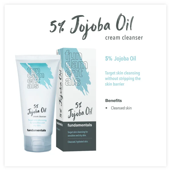 Fundamentals Skincare 5% Jojoba Oil Cream Cleanser, Skin cleansing for sensitive and dry skin